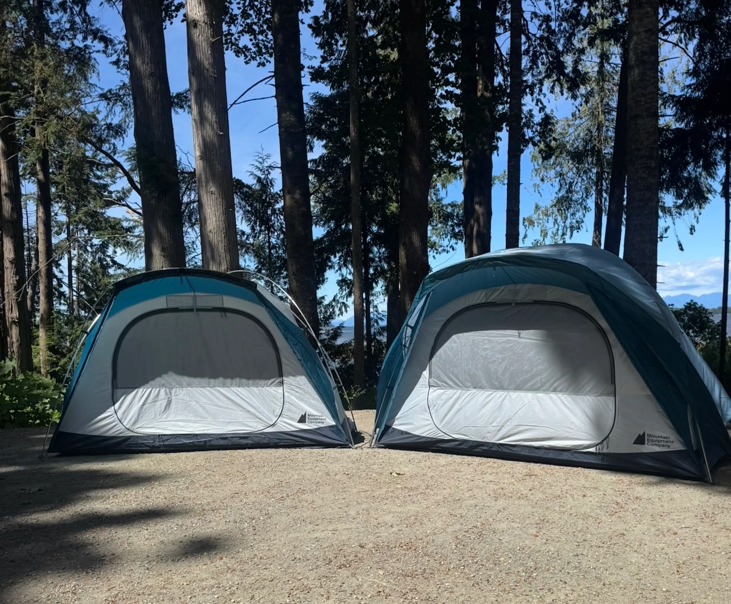 Two MEC Basecamp tents set up at campsite